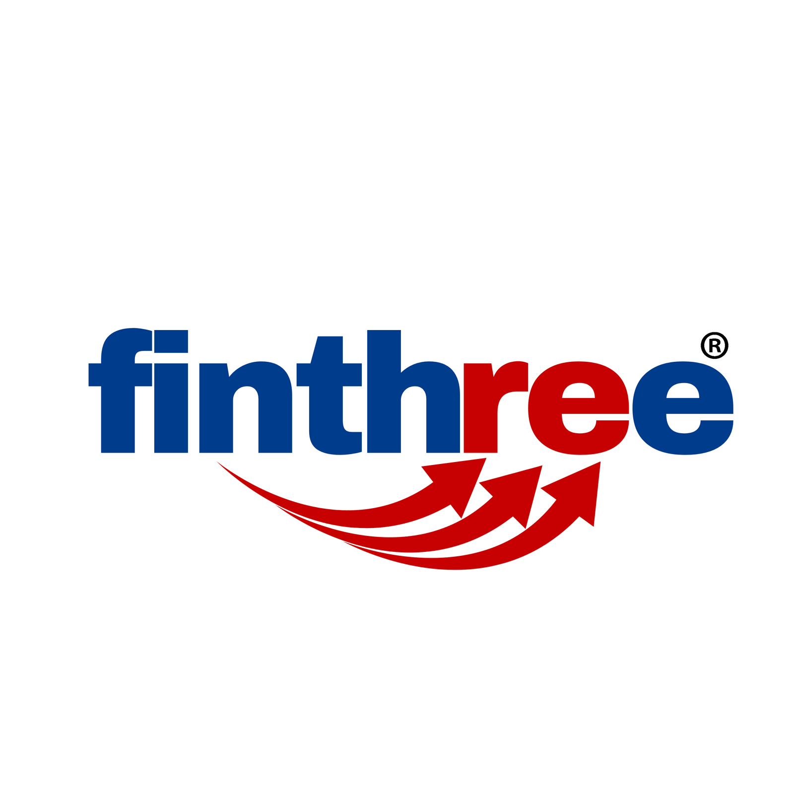 scritta finthree in blu co le lettere re in rosso e sotto tre frecce rosse ascendenti